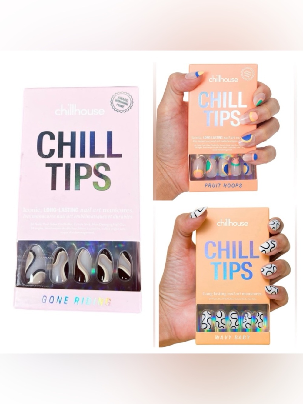 Chill Tips Press On Nail Squiggle Pattern Nail Bundle
